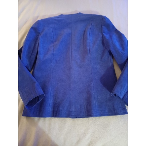 Royal Blue Vintage Womens Faux Suede Deep VNeck 3 button jacket 2 Pocket… - Picture 8 of 8